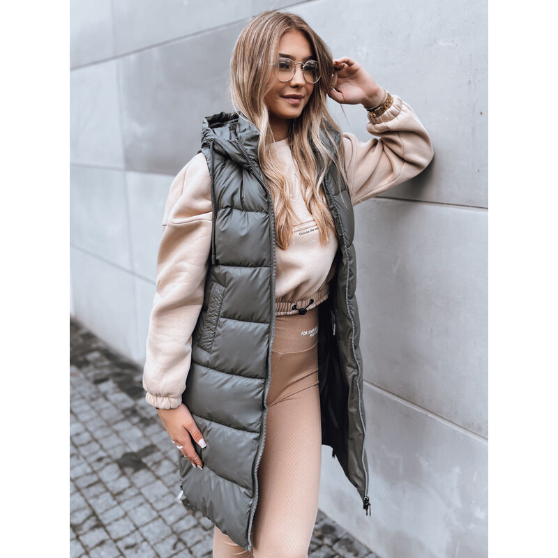 BASIC Tmavosivá dlhšia prešívaná vesta FAR AWAY TY3832 45532217