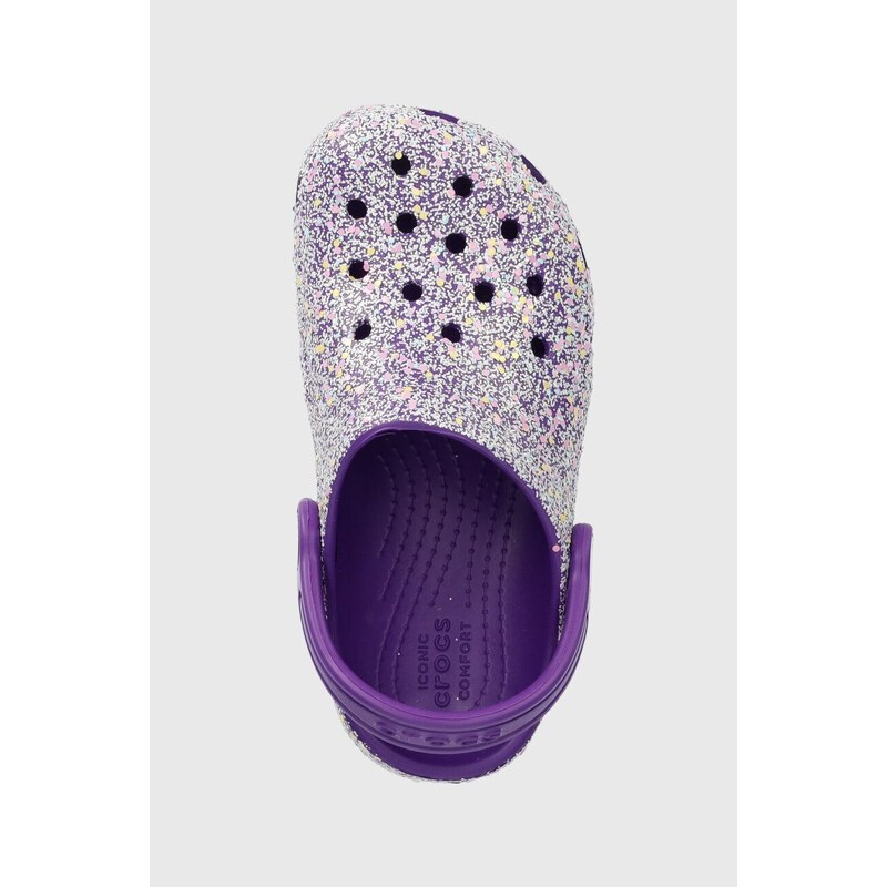 Detské šľapky Crocs CLASSIC GLITTER CLOG fialová farba