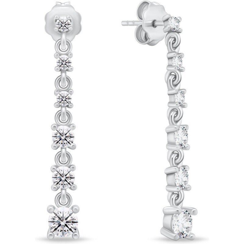 Brilio Silver Elegantné strieborné visiace náušnice so zirkónmi EA830W 66594149