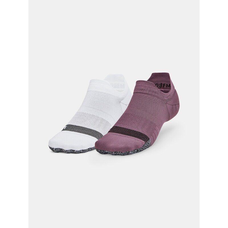 Súprava dvoch dámskych ponožiek v bielej a fialovej farbe Under Armour Breathe 2