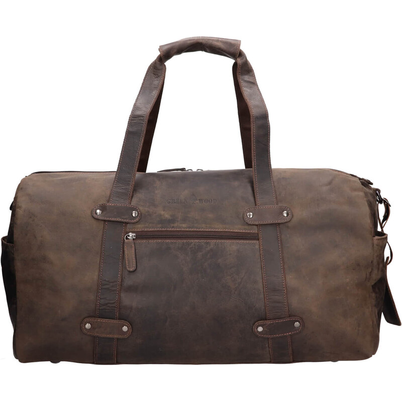 Kožená cestovná taška Greenwood Solen - tmavo hnedá 45483255