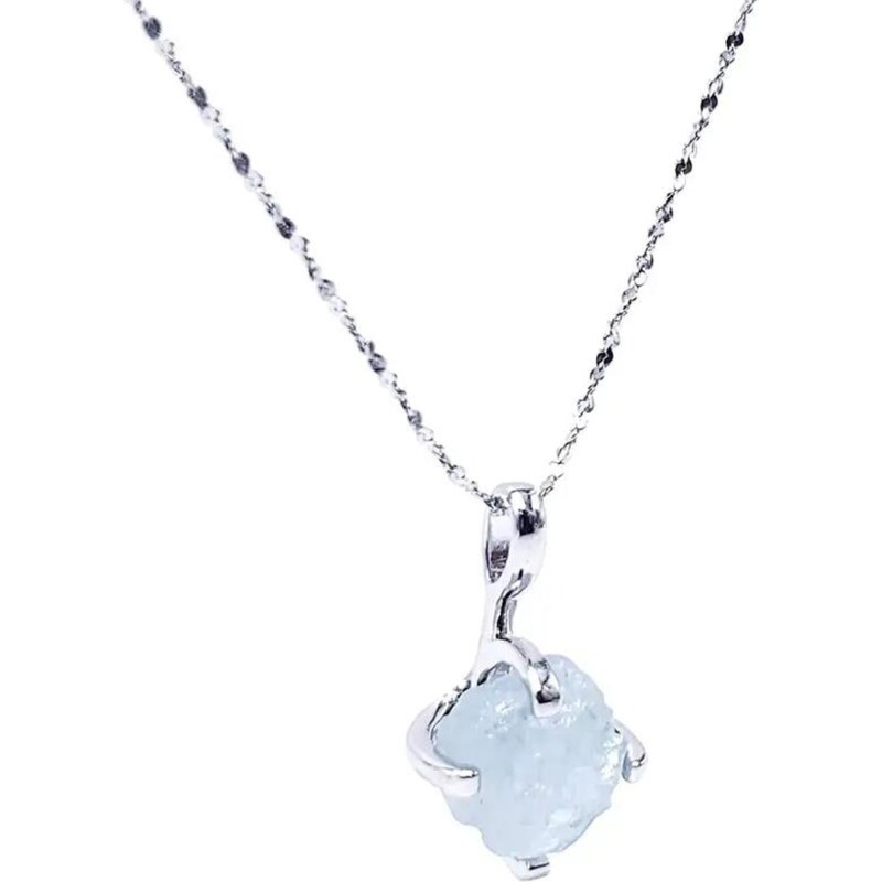 Olivie Strieborný náhrdelník SUROVÝ AKVAMARÍN 7760 45580799