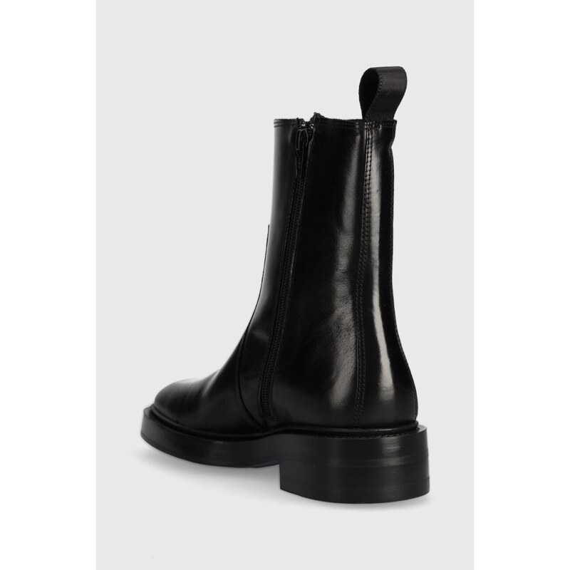 Kožené členkové topánky Gant Fallwi dámske, čierna farba, na plochom podpätku, 27541334.G00