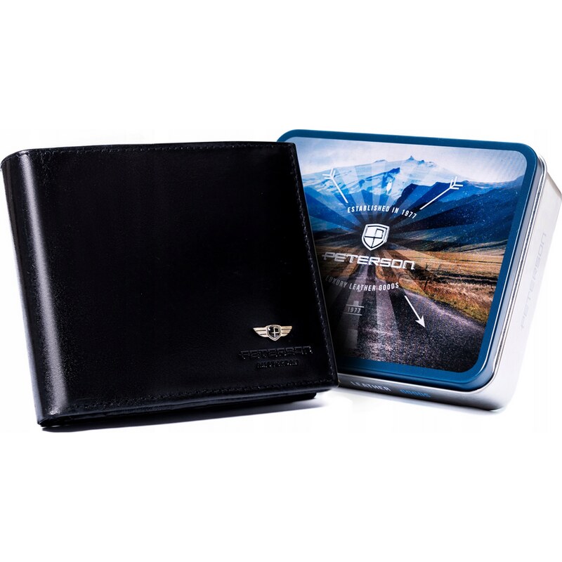 Peterson Čierna kožená pánska peňaženka W080 [DH] PTN 22305-VT 45531378