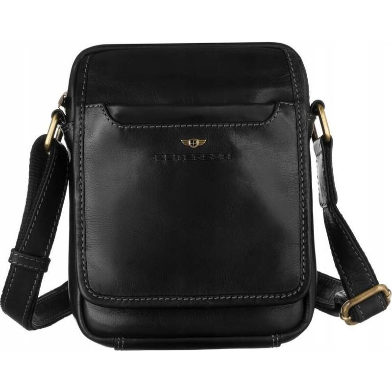 Peterson Čierna kožená taška cez rameno [DH] PTN TB-1117-COM 45531899