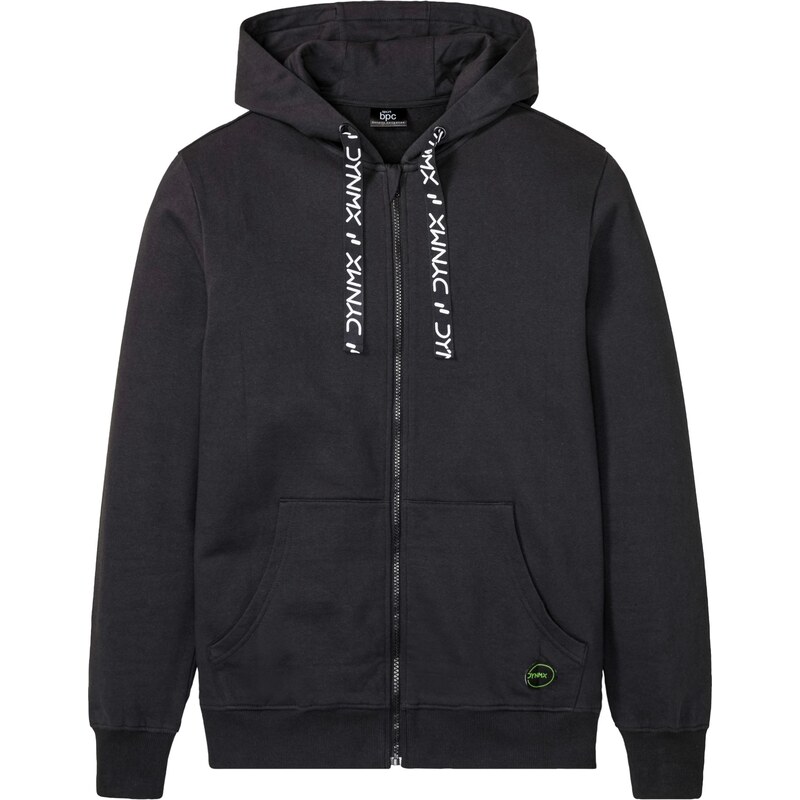 bonprix Mikinová bunda s kapucňou z bio bavlny, farba čierna 45535763