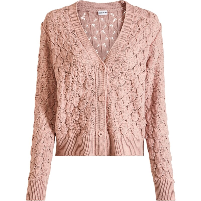 bonprix Pletený ažúrový sveter, farba ružová 45535720