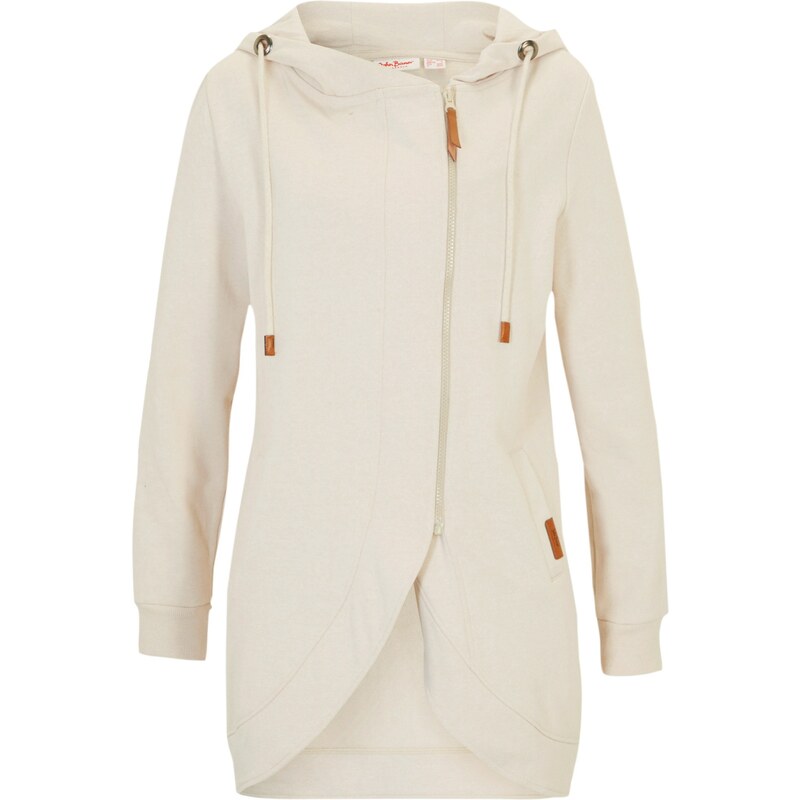 bonprix Mikinová bunda s kapucňou, farba béžová 45535781