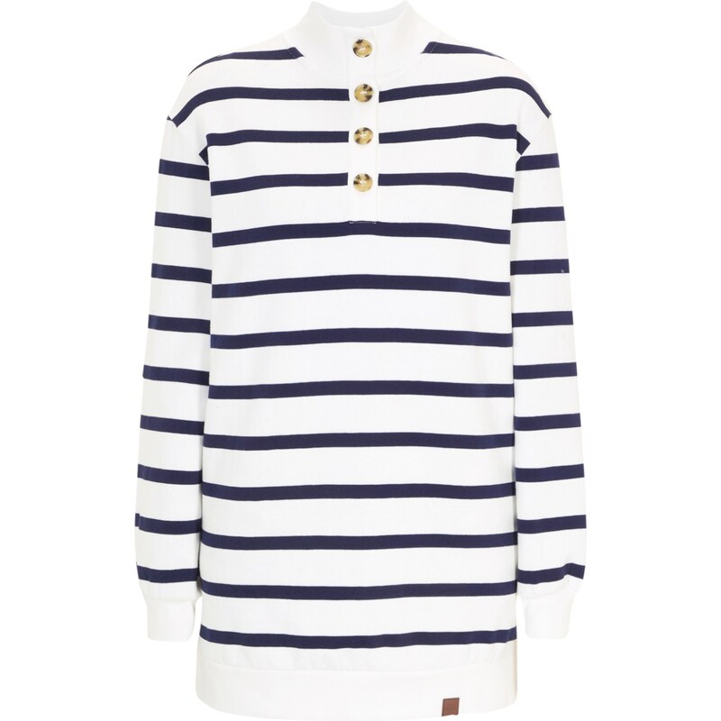 bonprix Dlhá mikina s golierom, farba biela 45535760