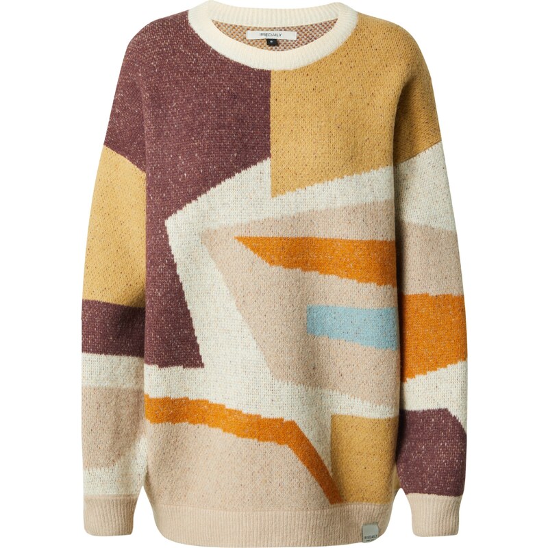 Iriedaily Sveter Fady béžová / piesková / tmavooranžová / burgundská 65868423