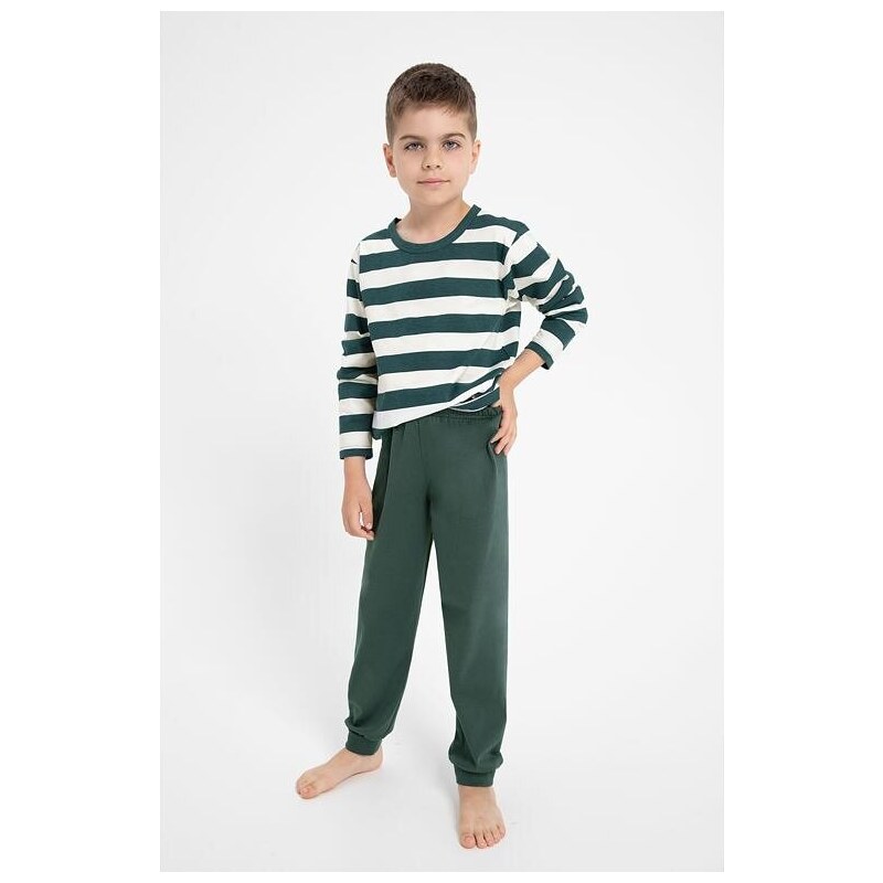Taro Chlapčenské pyžamo Blake zeleno-biele