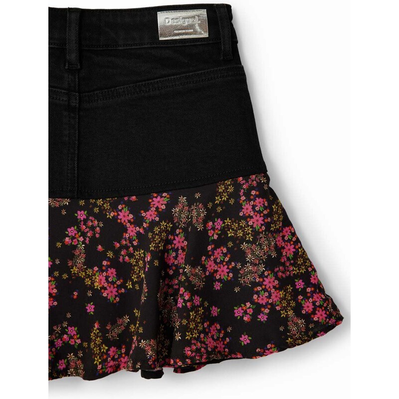 Dievčenská sukňa Desigual čierna farba, mini, áčkový strih