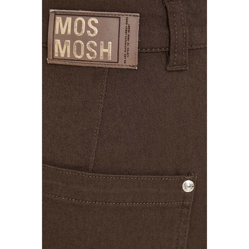 Nohavice Mos Mosh dámske, hnedá farba, široké, vysoký pás