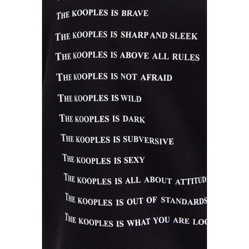 Bavlnená mikina The Kooples pánska, čierna farba, s kapucňou, s potlačou, HSWE25090K