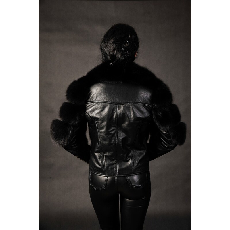 Max Original Leather Dámska kožená bunda s pravou kožušinou F3 collo