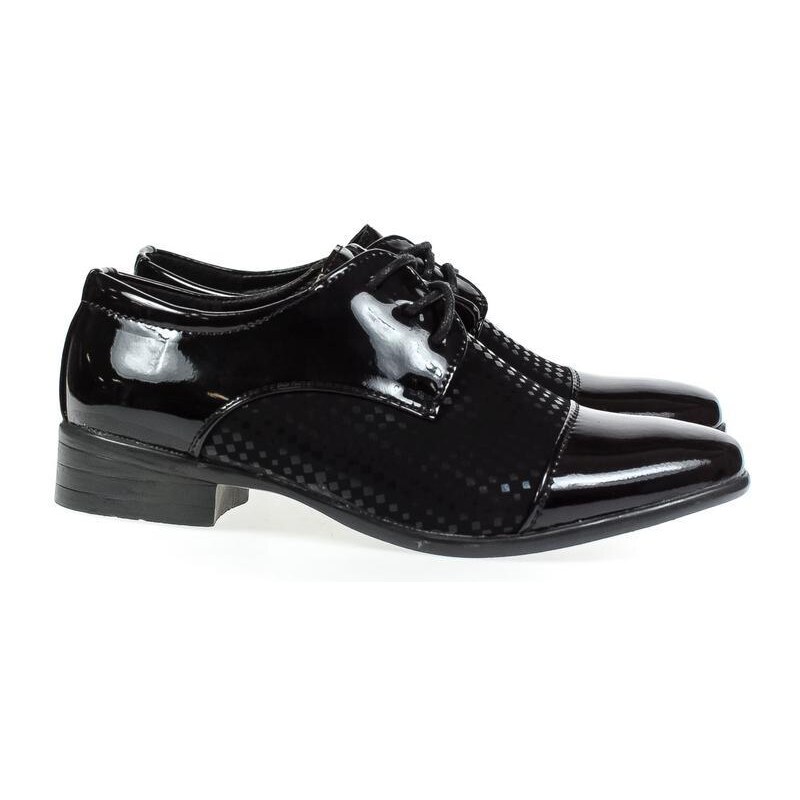 JOHN-C Chlapčenské spoločenské čierne topánky MORRIS 31-36 45603851