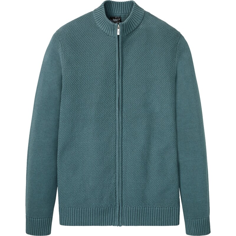 bonprix Pletený sveter z čistej bavlny, farba zelená 45614447