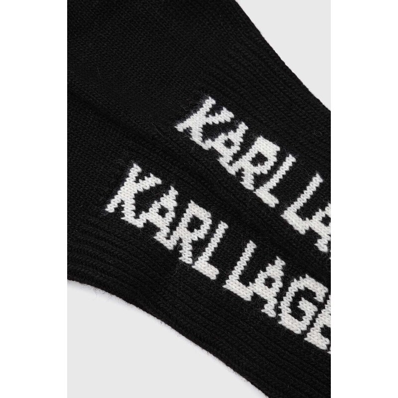 Kašmírové rukavice Karl Lagerfeld čierna farba