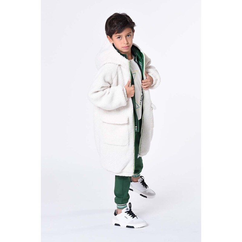 Detská obojstranná bunda Karl Lagerfeld zelená farba