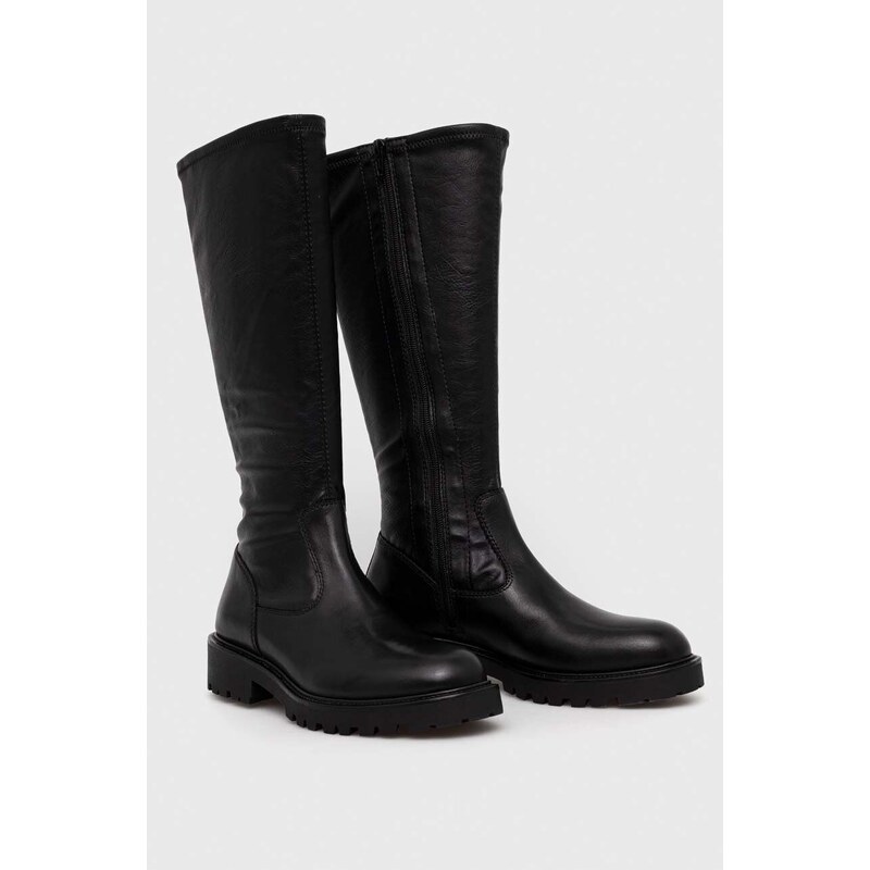 Vysoké čižmy Vagabond Shoemakers KENOVA dámske, čierna farba, na podpätku, 5641.102.20