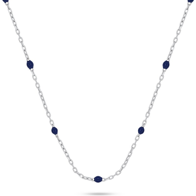 Brilio Silver Strieborný náhrdelník s tmavomodrými guličkami NCL112WB 66594027