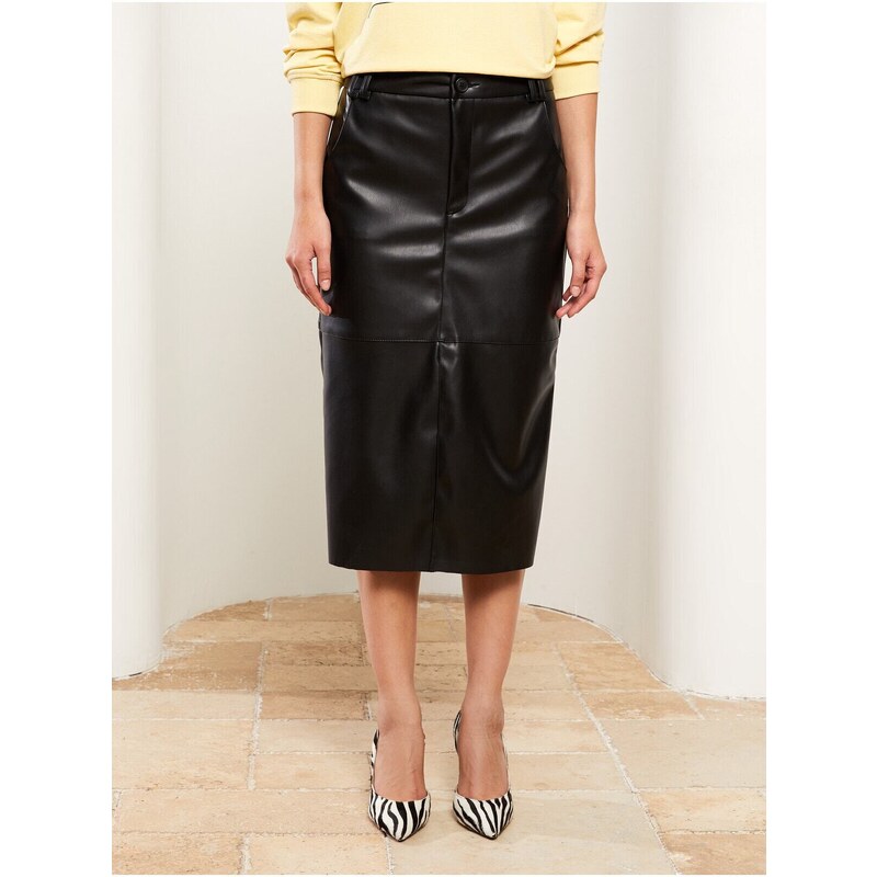 LC Waikiki Tight Fit Straight Leather Look Women's Skirt