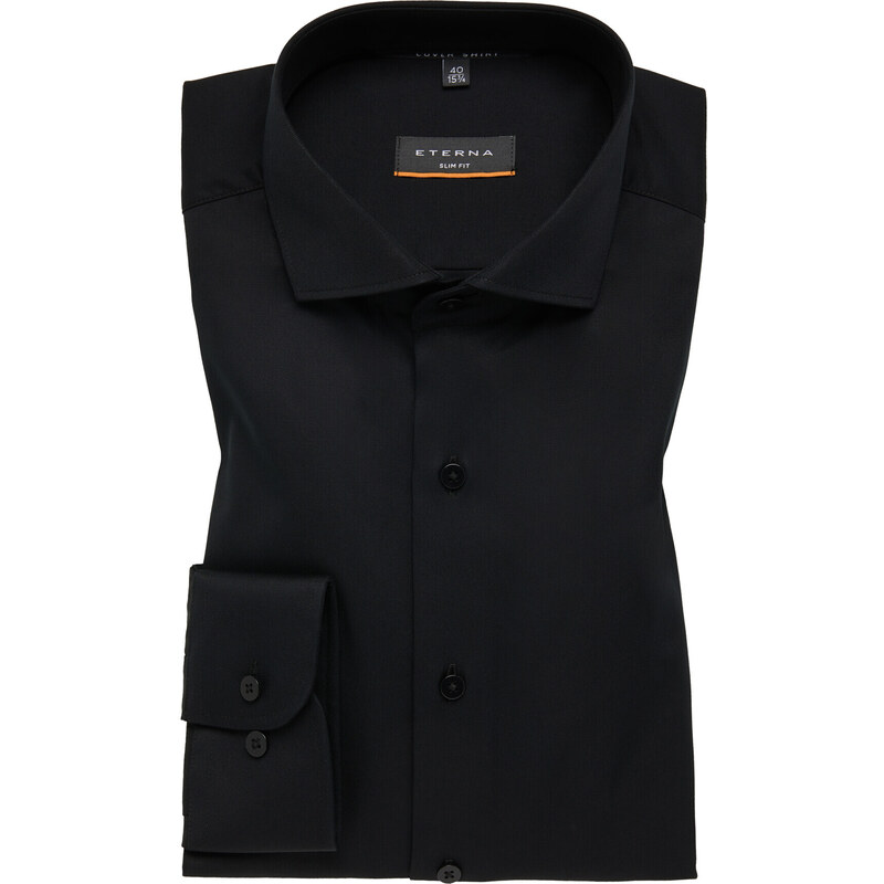 ETERNA Slim Fit čierna nie presvitajúca košeľa dlhý rukáv Rypsový 45657130
