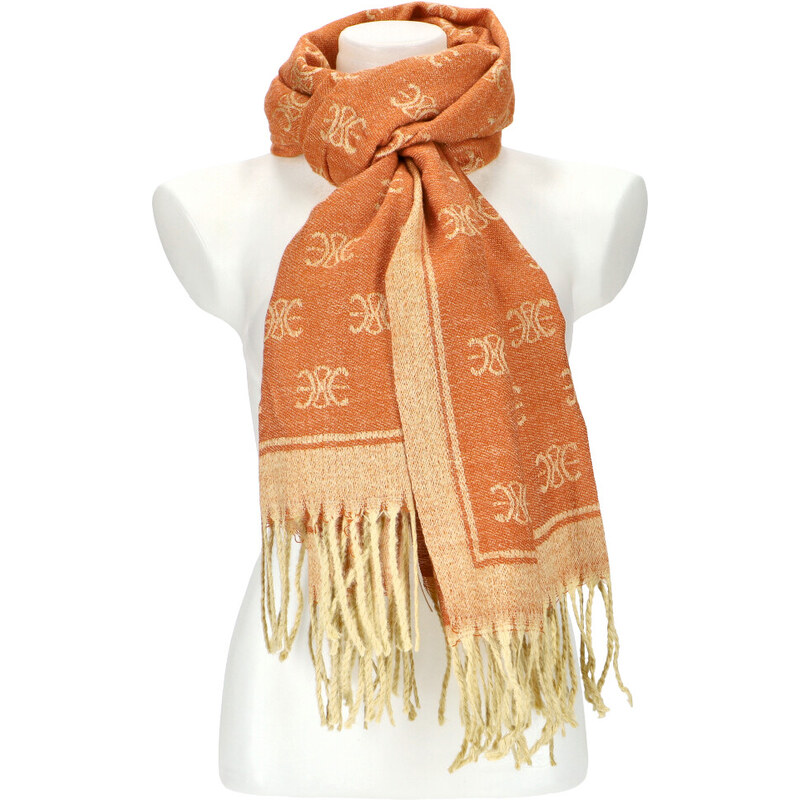 Cashmere Dámsky oranžový teplý dlhý zimný šál 208x66 cm 45666161