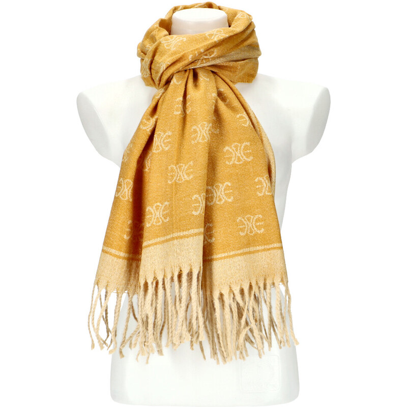 Cashmere Dámsky žltý teplý dlhý zimný šál 208x66 cm 45666165