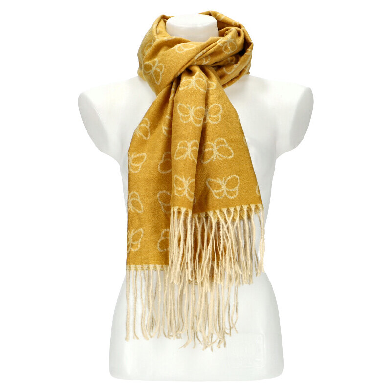 Cashmere Dámsky žltý teplý dlhý zimný šál 196x67 cm 45666142