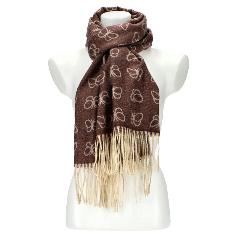 Cashmere Dámsky hnedý teplý dlhý zimný šál 196x67 cm 45666143