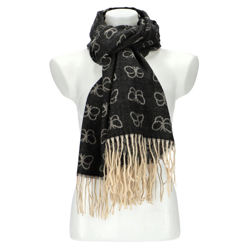 Cashmere Dámsky čierny teplý dlhý zimný šál 196x67 cm 45666144