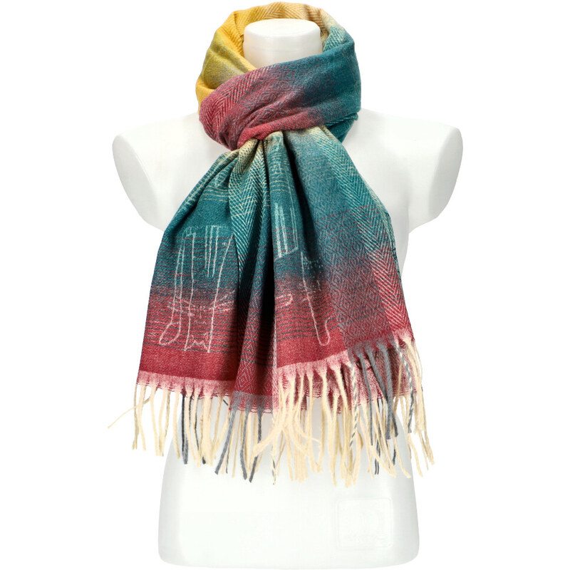 Cashmere Dámsky farebný teplý dlhý zimný šál 201x62 cm motív M9 45666154