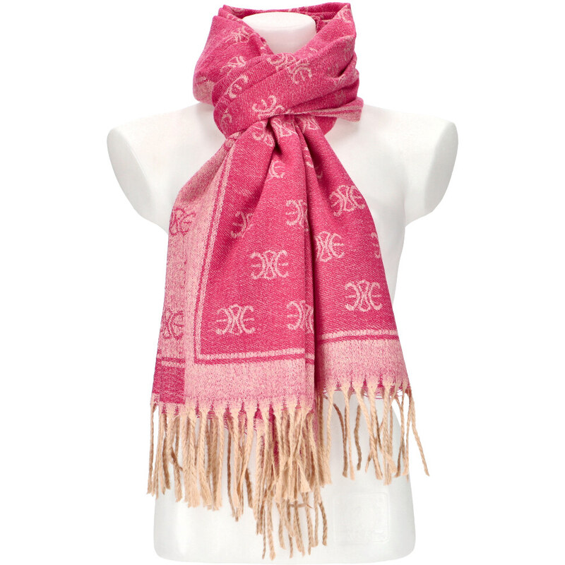 Cashmere Dámsky fuchsiovo červený teplý dlhý zimný šál 208x66 cm 45666158