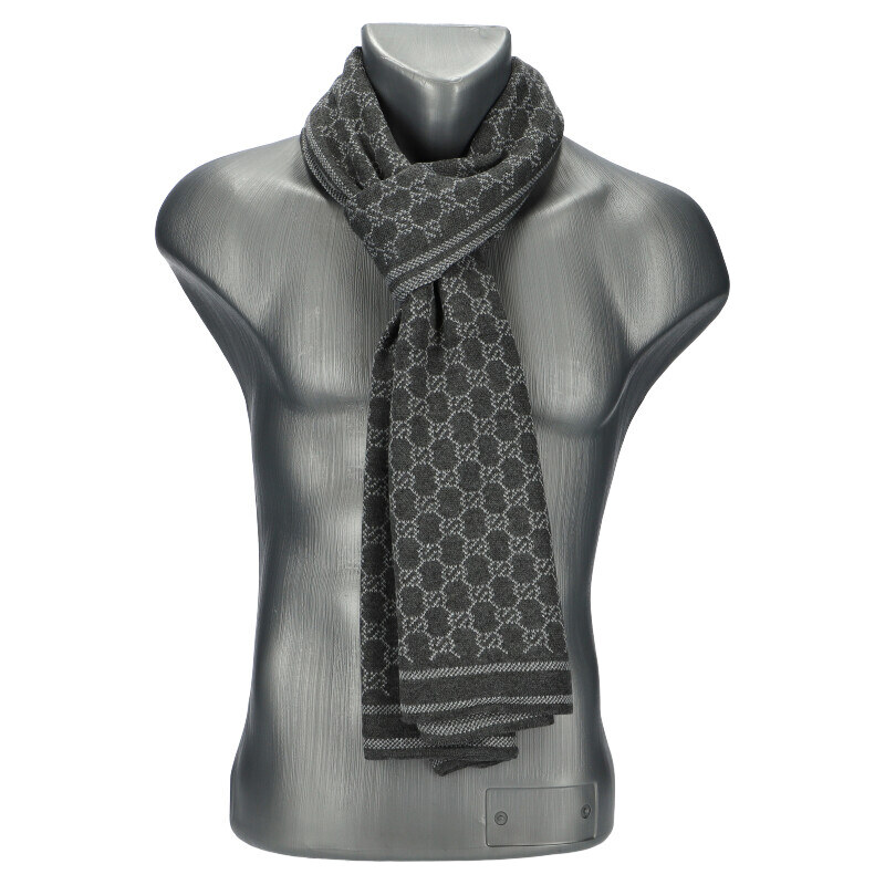 Cashmere Pánsky šedý teplý zimný šál 192x33 cm 68403317