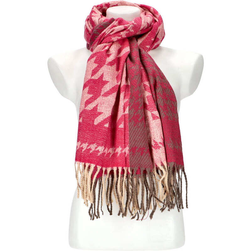 Cashmere Dámsky fuchsiovo červený teplý dlhý zimný šál 206x64 cm 45670394