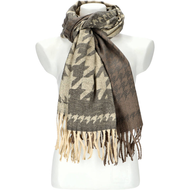 Cashmere Dámsky šedý teplý dlhý zimný šál 206x64 cm 45670396