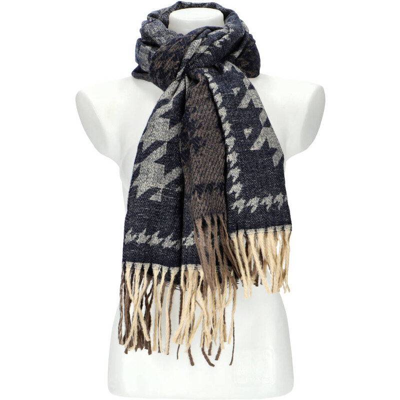 Cashmere Dámsky modrý teplý dlhý zimný šál 206x64 cm 45670397