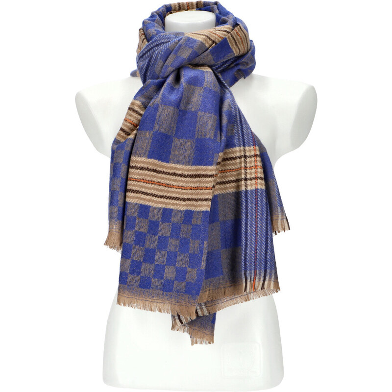 Cashmere Dámsky modrý teplý dlhý zimný šál 194x71 cm 45670376