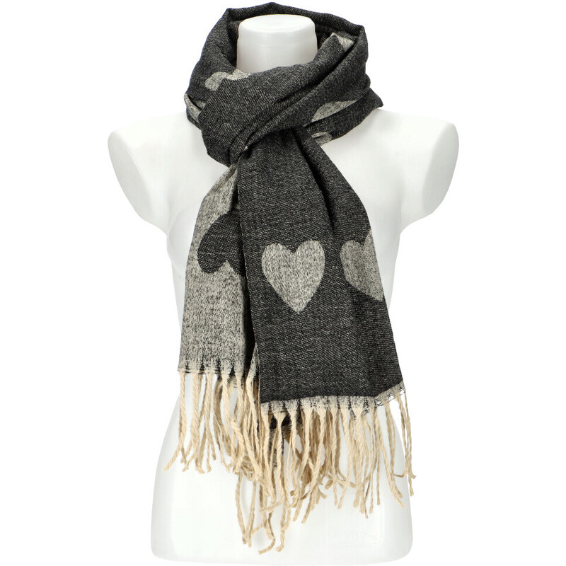 Cashmere Dámsky čierny teplý dlhý zimný šál 208x64 cm 45670384