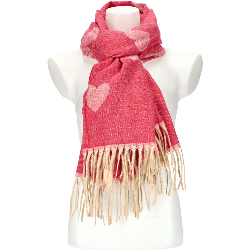 Cashmere Dámsky fuchsiovo ružový teplý dlhý zimný šál 208x64 cm 45670385