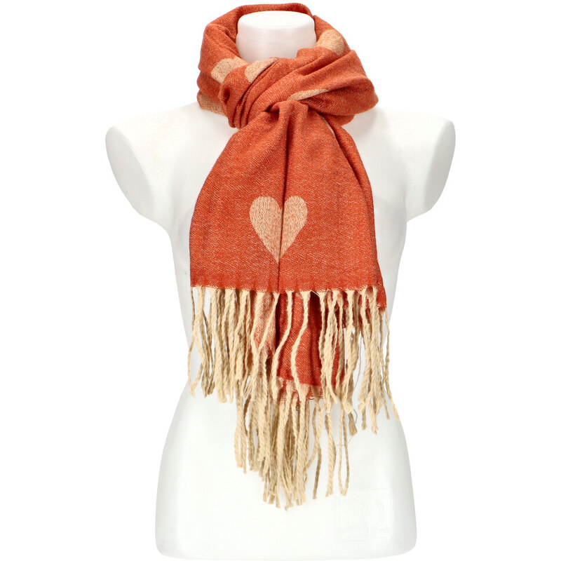 Cashmere Dámsky oranžový teplý dlhý zimný šál 208x64 cm 45670387