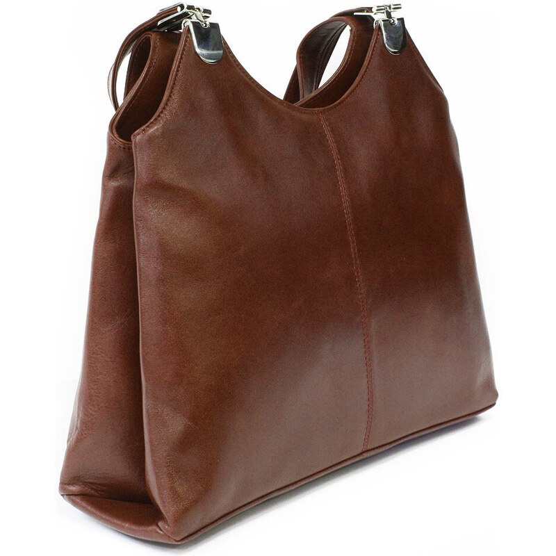 Arwel Hnedá kožená zipsová kabelka s dvoma popruhmi 212-8013-40 VT 66089643