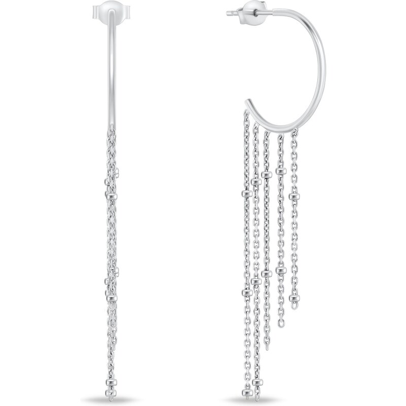 Brilio Silver Štýlové kruhové náušnice s retiazkami EA863W 66579284