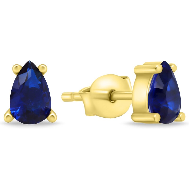 Brilio Silver Slušivé pozlátené náušnice s modrými zirkónmi EA860YB 66580621