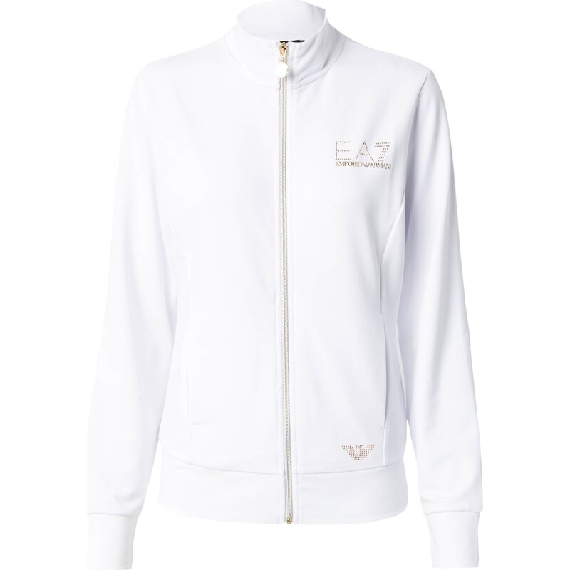 EA7 Emporio Armani Tepláková bunda zlatá / biela 67651970