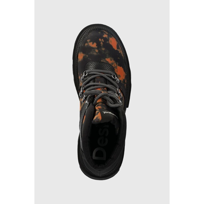 Členkové topánky Desigual dámske, čierna farba, na platforme, 23WSTY05.2000