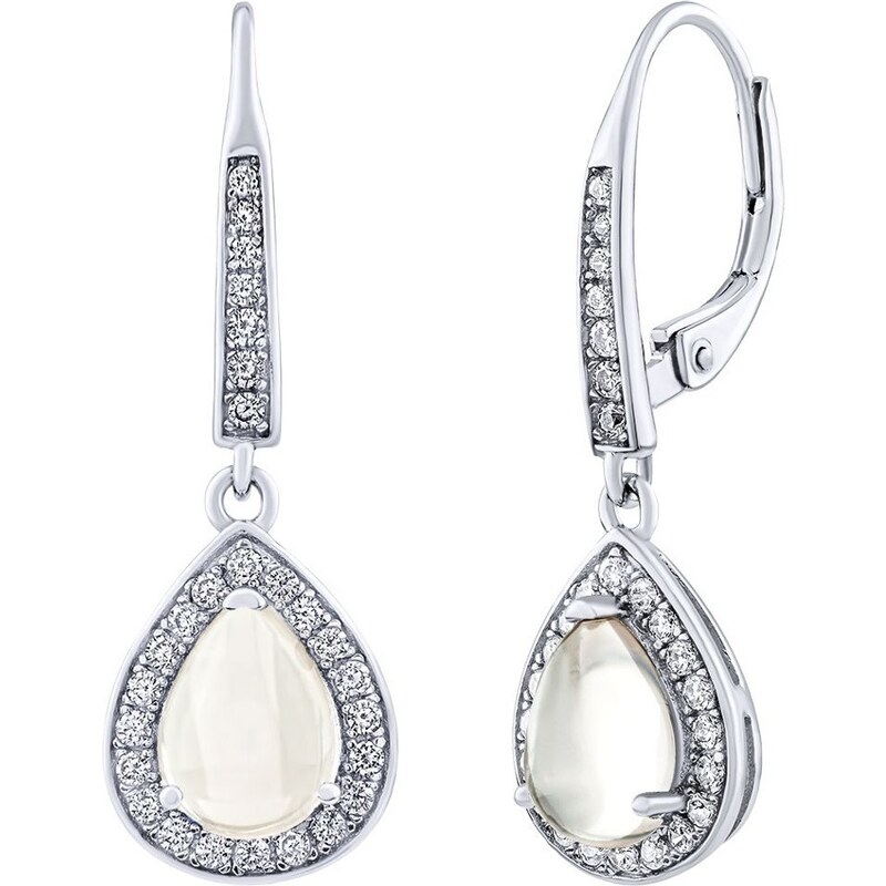 Silvego Strieborné náušnice BRISA s Mesačným kameňom a Brilliance 66578464