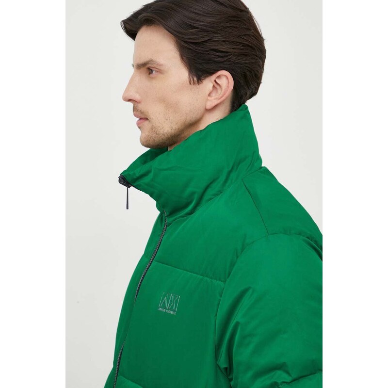 Obojstranná bunda Armani Exchange pánska, tmavomodrá farba, zimná