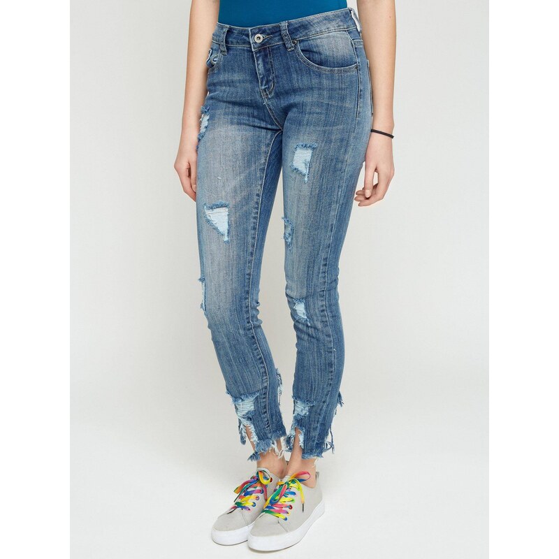 Jack Berry Jeans with tears and decorative zipper blue 50521659